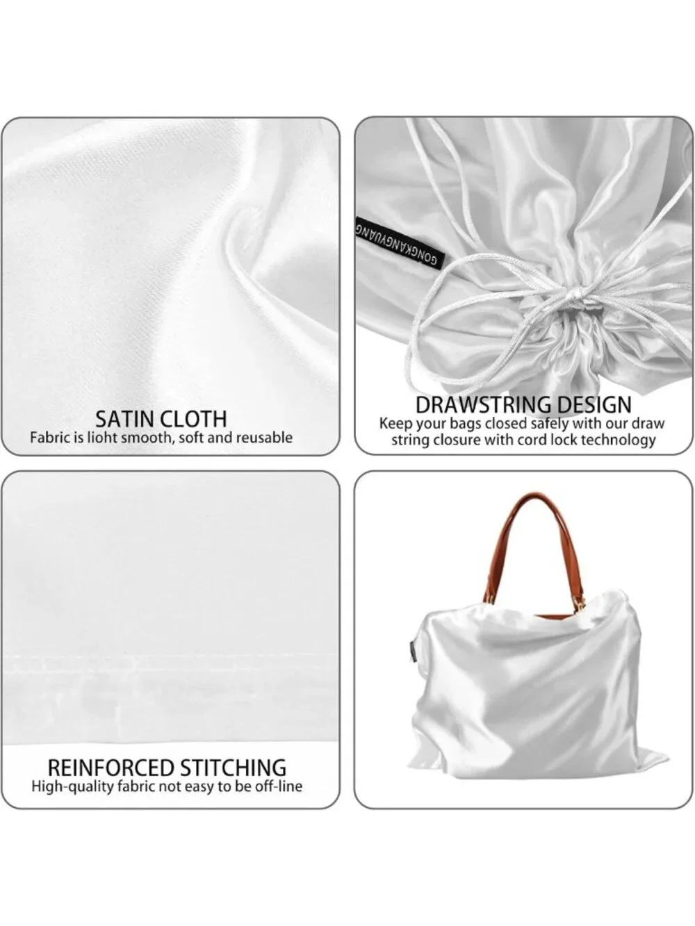 12 Pcs Satin Dust Bags for Purses & Handbags - Drawstring Storage Organizers